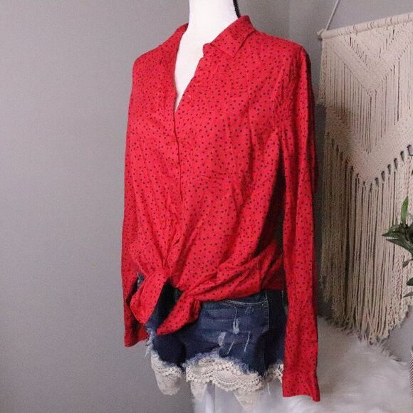 BeachLunchLounge | Polka Dot Button Up Shirt Large - Picture 1 of 8